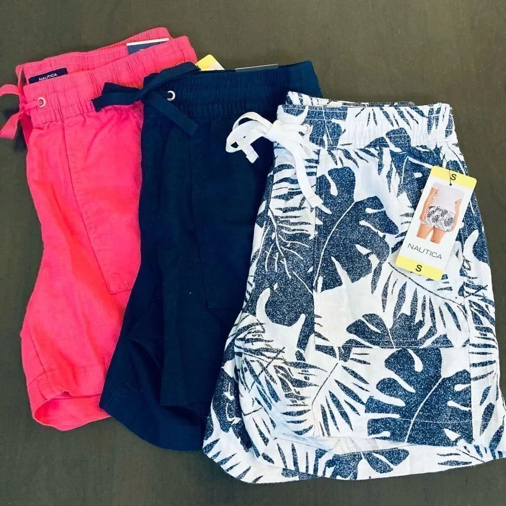 NWT Nautica 2-pc Linen Shorts Set S